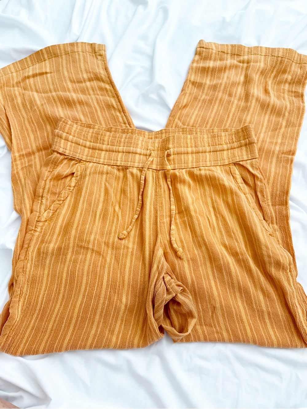 Prana Women's Mustard-Striped Drawstring Joggers